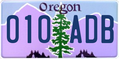 OR license plate 010ADB