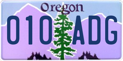 OR license plate 010ADG