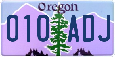 OR license plate 010ADJ
