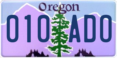 OR license plate 010ADO