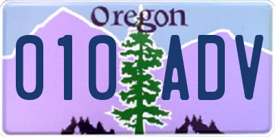 OR license plate 010ADV