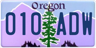 OR license plate 010ADW