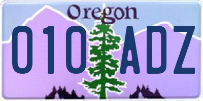 OR license plate 010ADZ