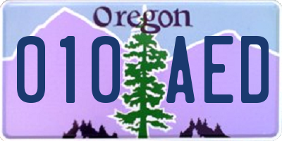 OR license plate 010AED
