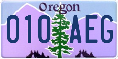 OR license plate 010AEG