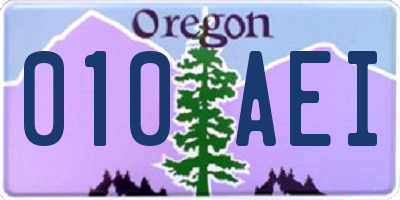 OR license plate 010AEI