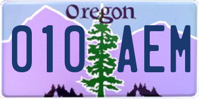 OR license plate 010AEM