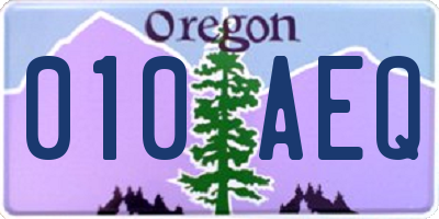 OR license plate 010AEQ