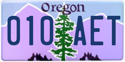 OR license plate 010AET