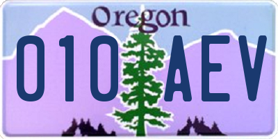 OR license plate 010AEV