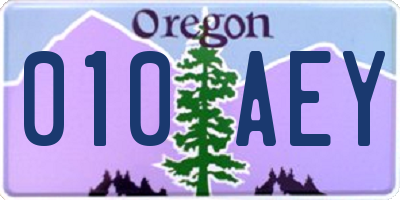 OR license plate 010AEY