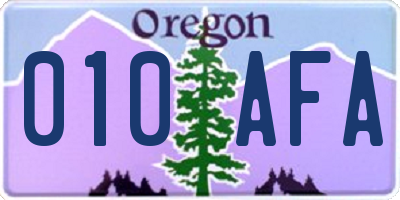 OR license plate 010AFA