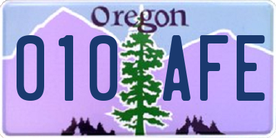 OR license plate 010AFE