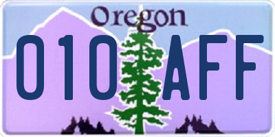 OR license plate 010AFF