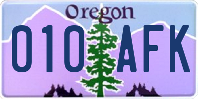 OR license plate 010AFK