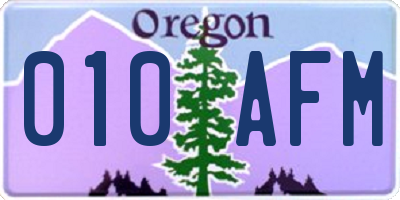 OR license plate 010AFM