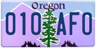 OR license plate 010AFO