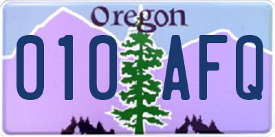OR license plate 010AFQ
