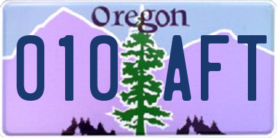 OR license plate 010AFT