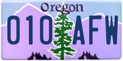 OR license plate 010AFW