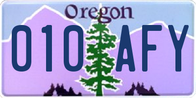OR license plate 010AFY