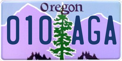 OR license plate 010AGA