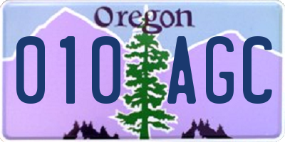 OR license plate 010AGC