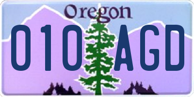 OR license plate 010AGD