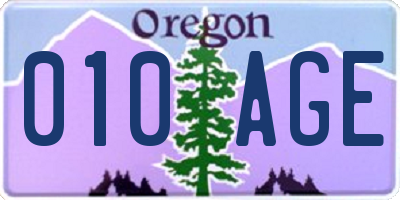 OR license plate 010AGE