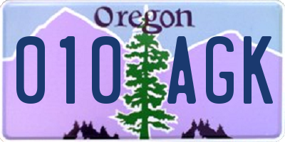 OR license plate 010AGK