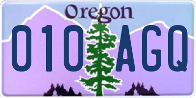 OR license plate 010AGQ