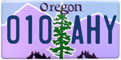 OR license plate 010AHY