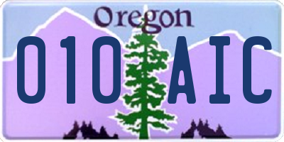 OR license plate 010AIC