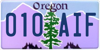 OR license plate 010AIF