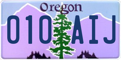 OR license plate 010AIJ