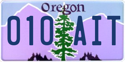 OR license plate 010AIT