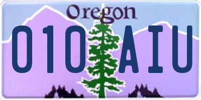 OR license plate 010AIU