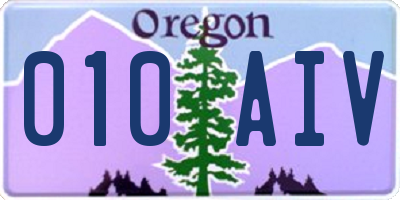 OR license plate 010AIV
