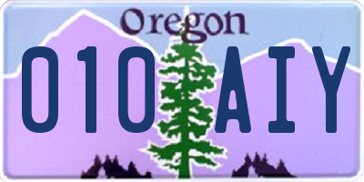 OR license plate 010AIY