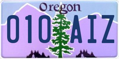 OR license plate 010AIZ