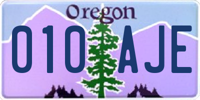 OR license plate 010AJE