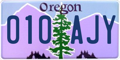 OR license plate 010AJY