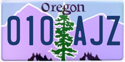 OR license plate 010AJZ