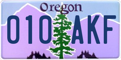 OR license plate 010AKF