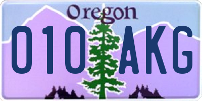 OR license plate 010AKG