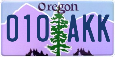 OR license plate 010AKK