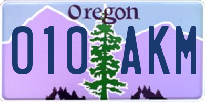 OR license plate 010AKM