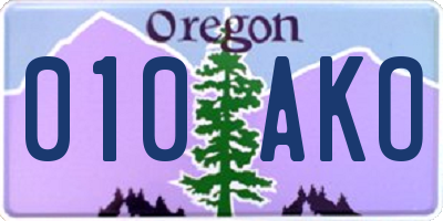 OR license plate 010AKO
