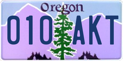 OR license plate 010AKT