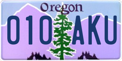 OR license plate 010AKU